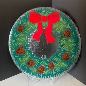 16" Holiday Wreath & Bow Platter by Peggy Karr